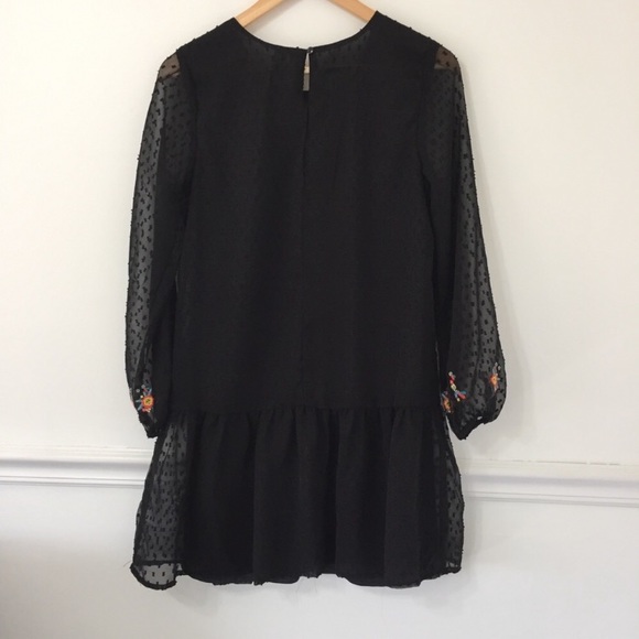 Japan Floral Embroidered Swiss Dot Drop Hem Dress - Picture 7 of 7